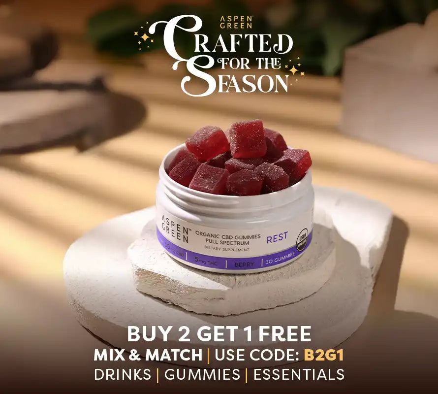 Aspen Green CBD gummies promoting Buy 2 Get 1 Free