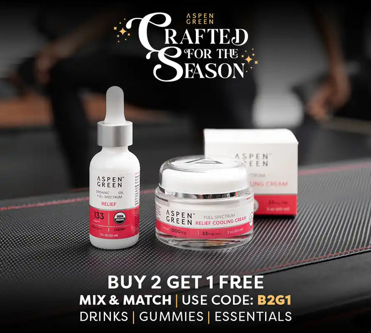 Aspen Green CBD oil and topicals promoting Buy 2 Get 1 Free