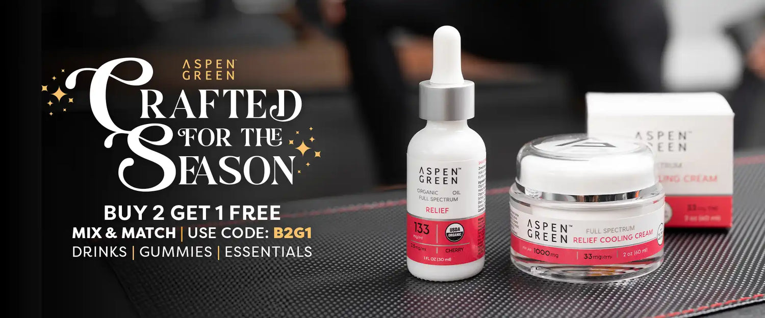 Aspen Green CBD oil and topicals promoting Buy 2 Get 1 Free