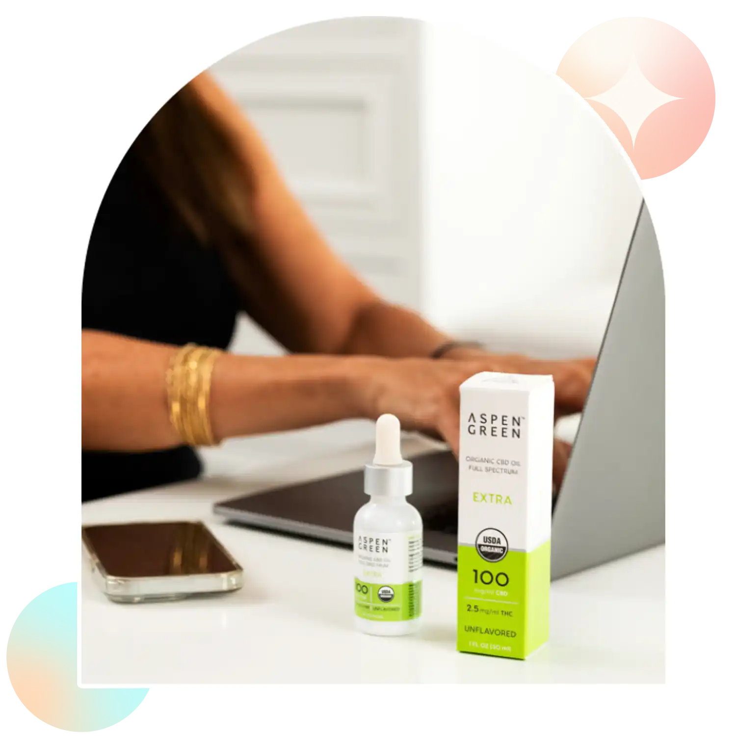 Aspen Green Extra Unflavored CBD oil with box on table