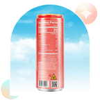Aspen Green Peach Bellini THC drink nutrition facts against a blue sky background