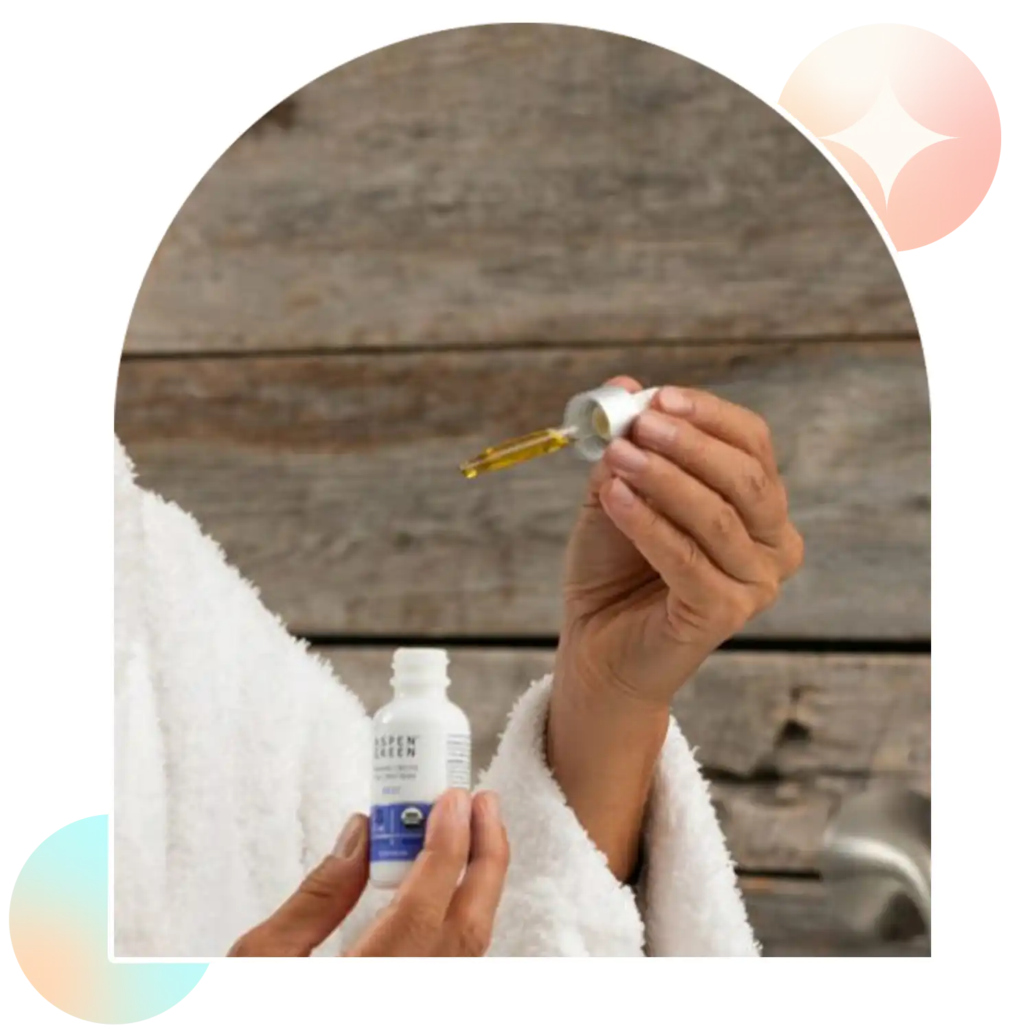 Woman about to take Aspen Green Rest CBD Oil