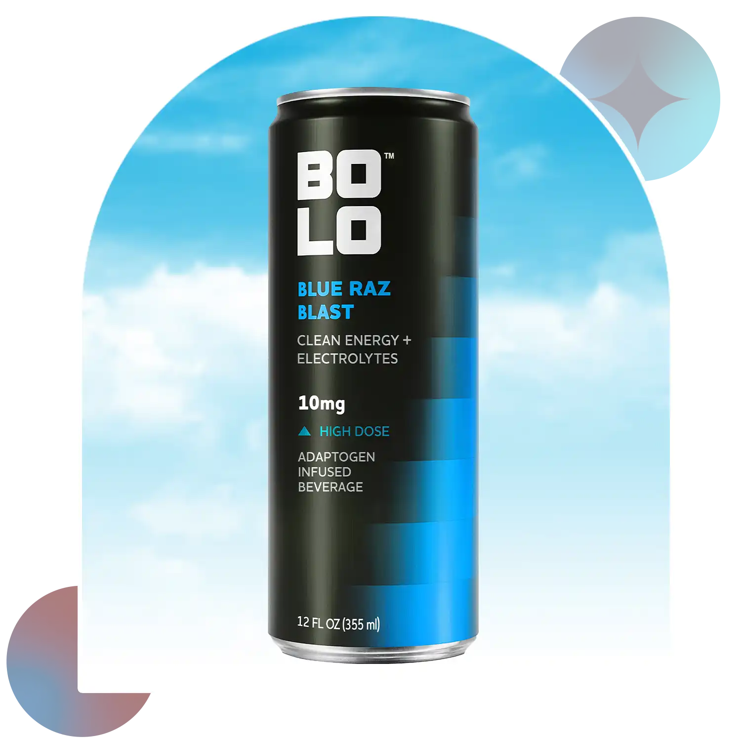 BOLO Blue Raz Blast 10mg THC drink front view